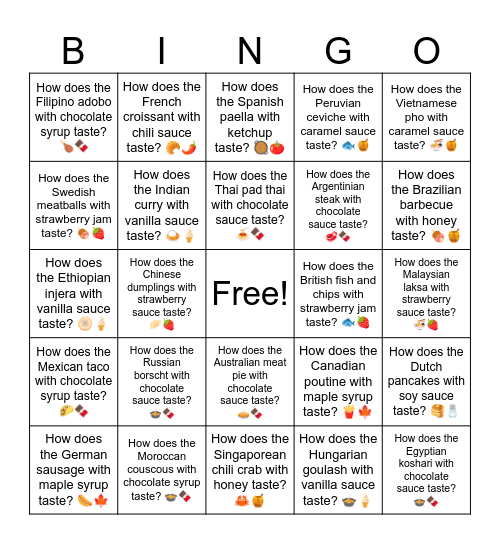 B16 L8 How does the Korean kimchi with honey taste? 🥬🍯 Bingo Card