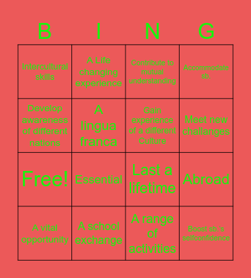 Fabian’s strawberry bingocard Bingo Card