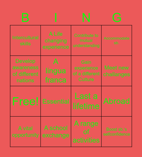 Fabian’s strawberry bingocard Bingo Card