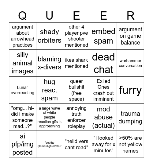 kais commandos #general Bingo Card