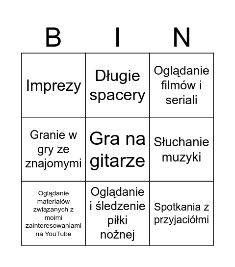 Aktywacja Behawioralna Bingo Card