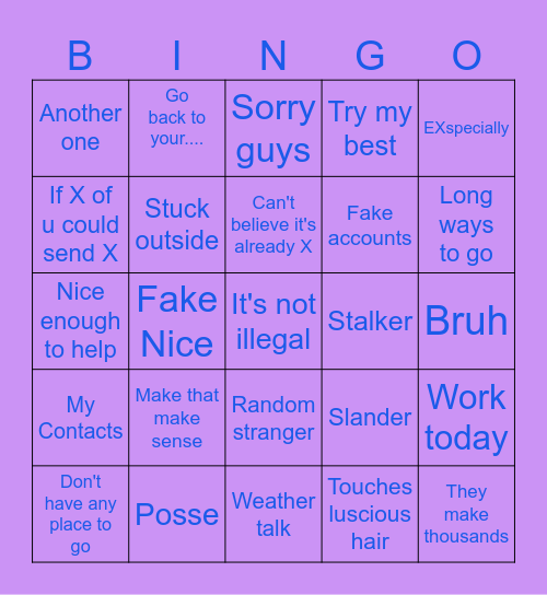 Jordy Bingo Card