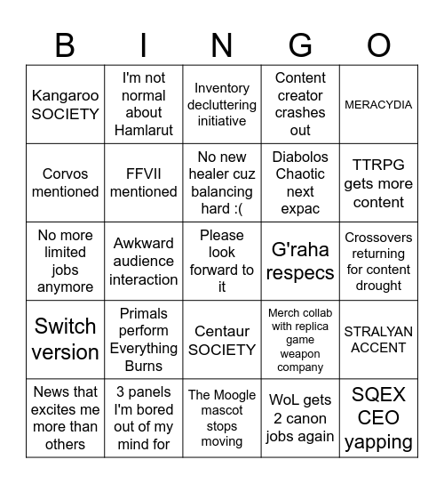 FanFest Bingo Card
