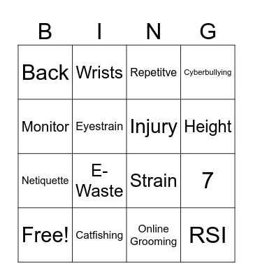 Health & Safety Bingo Card