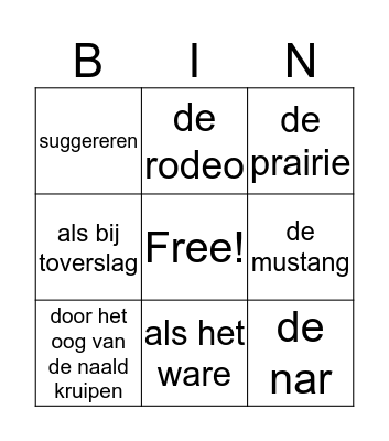Taal groep 7 Bingo Card
