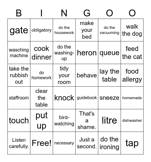 queue Bingo Card