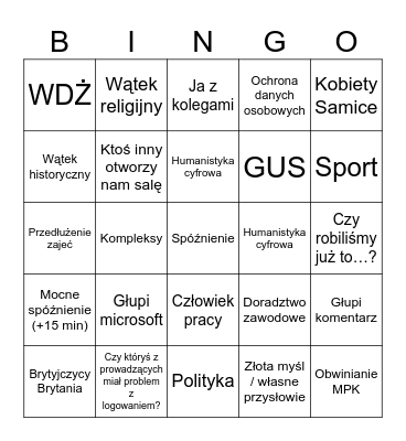 Pawłowski bingo Card