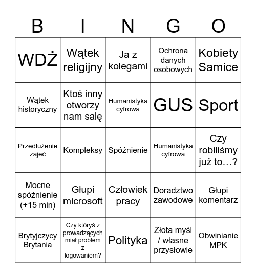 Pawłowski bingo Card