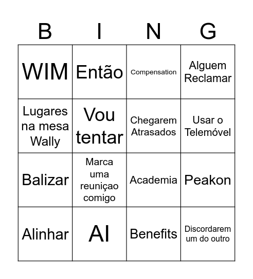 All Hands Bingo Card