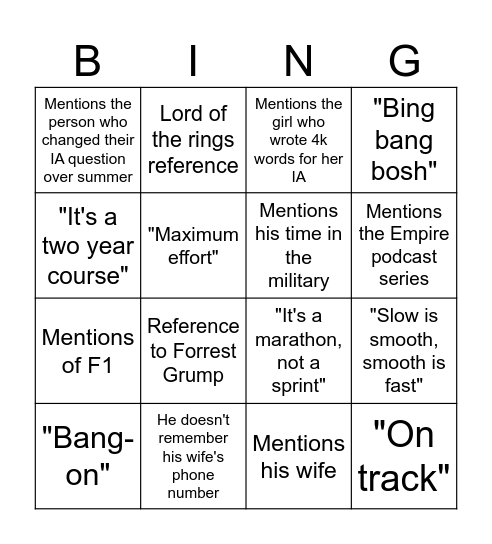 Untitled Bingo Card