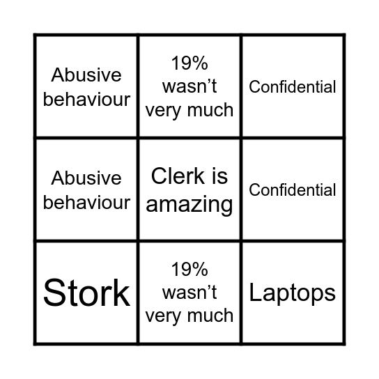 Parish Council Bingo Card