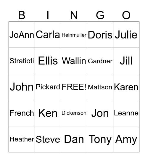 ZMC Names Bingo Card
