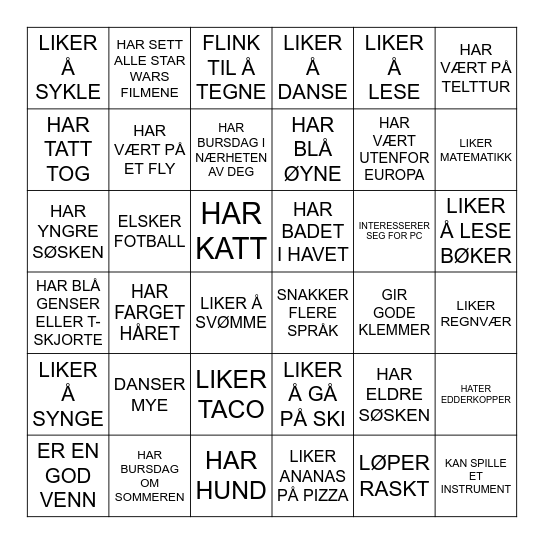 FINN NOEN SOM... Bingo Card