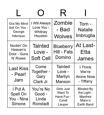 Cover Songs Bingo Card