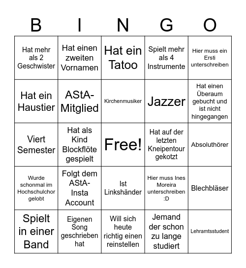 AStA-Kneipentour 2026 Bingo Card