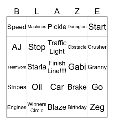 Marshall Hunter's Third Birthday Bash Bingo Card