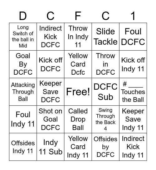 DCFC BINGO Card