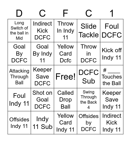 DCFC BINGO Card