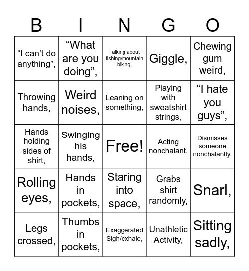Conley Bingo Card