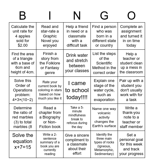 Lock In Bingo! Bingo Card