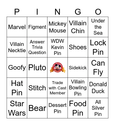 Disney Pin Trading Pingo! - David Bingo Card