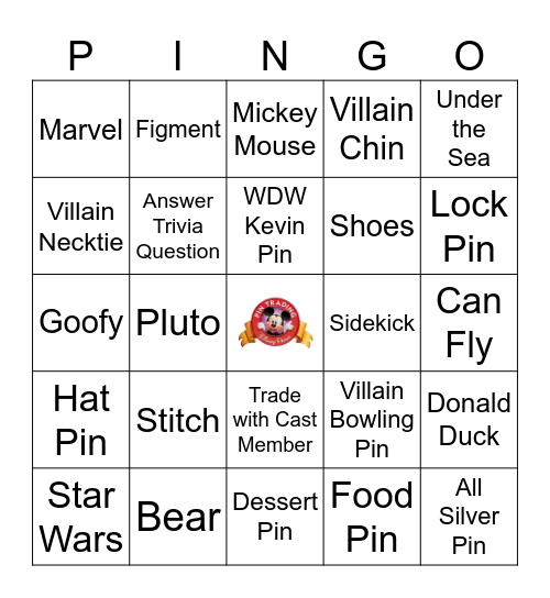 Disney Pin Trading Pingo! - David Bingo Card