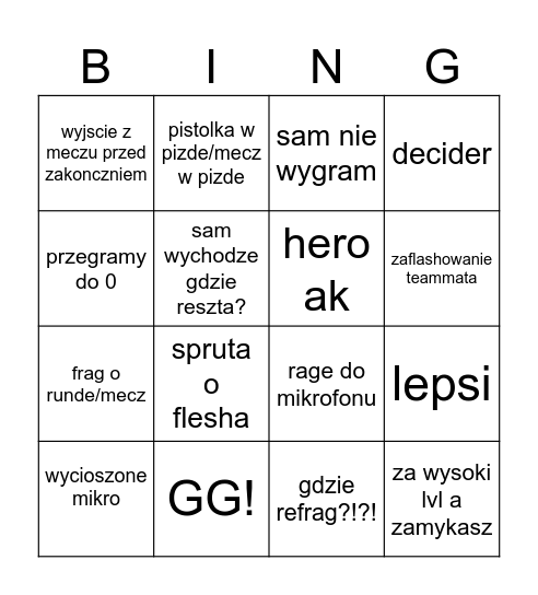 Antonio bingo Card