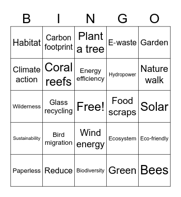 LWU Earth Day Bingo Card