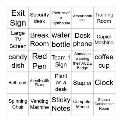 AmeriHealth Scavenger Hunt Bingo Card