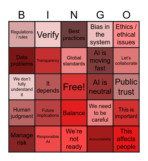 I BINGO (Diplomacy & Dialogue in the Age of AI) Bingo Card