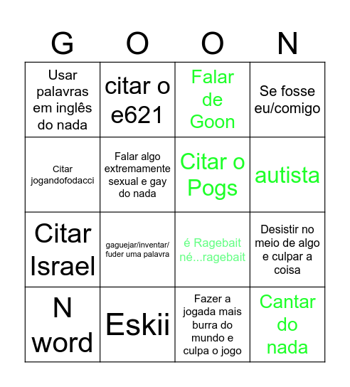 Furry Quiz Bingo Card