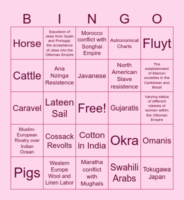 Unit 4 AP World Bingo Card