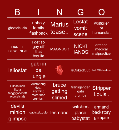 vampyre lestat trailer bingo… Bingo Card