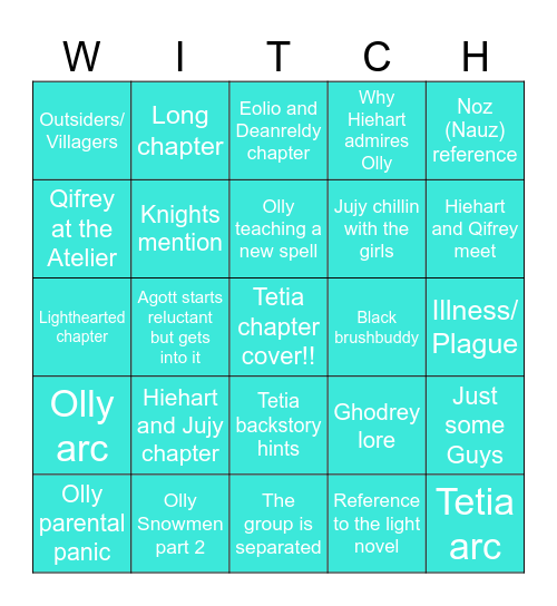 WHA Chapter 96 Bingo Card