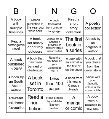 Book Bingo Card