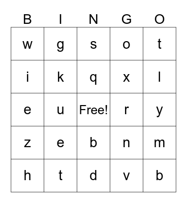 ABC Bingo Card
