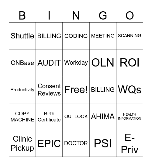 HIM BINGO Card