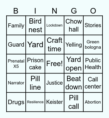 PRISON BINGO Card
