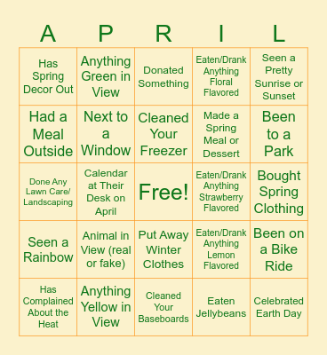 Spring Bingo Card