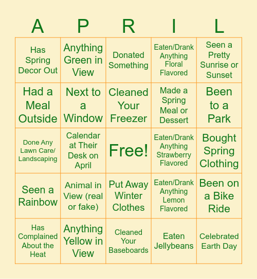 Spring Bingo Card