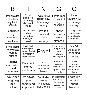 Life Skills: Budgeting Bingo Card
