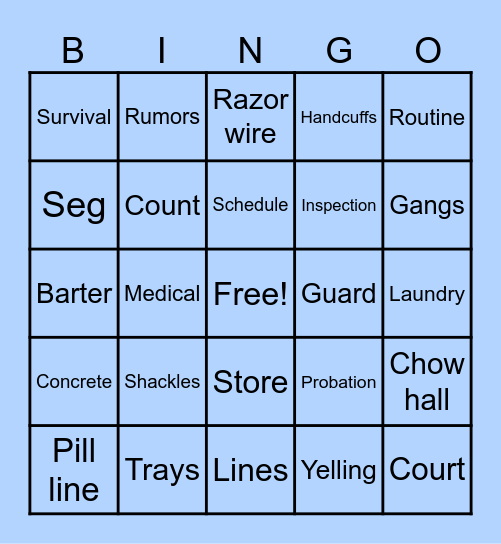 Jail House Bingo With JIC Bingo Card