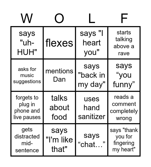 Anniversary Bingo Card