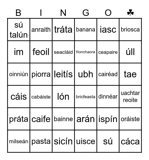 Bingo Bia Bingo Card