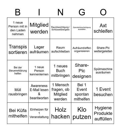 Das hält den Laden am Laufen Bingo Card