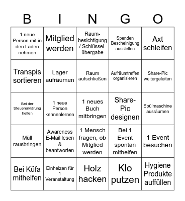 Das hält den Laden am Laufen Bingo Card