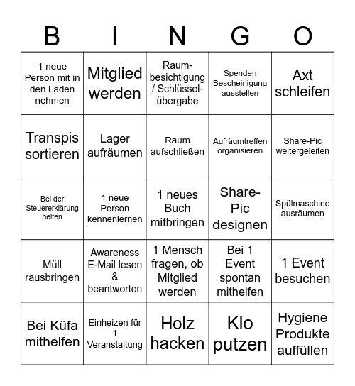 Das hält den Laden am Laufen Bingo Card