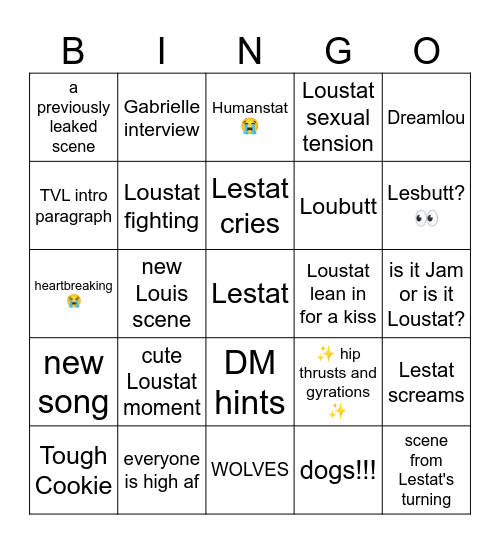 TVL TRAILER Bingo Card