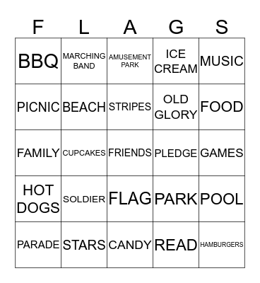 Memorial Day Bingo Card