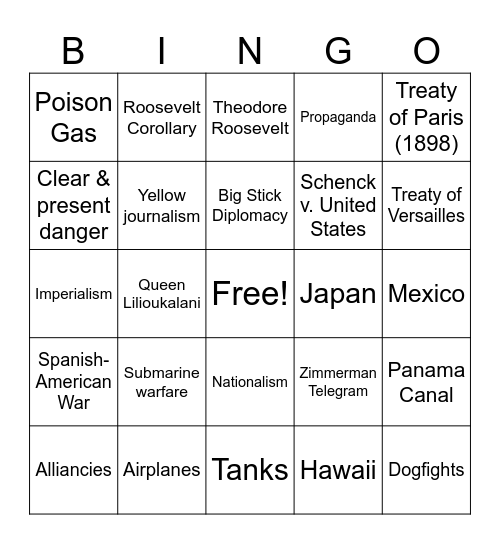 Unit 3 LEAP Review Bingo Card